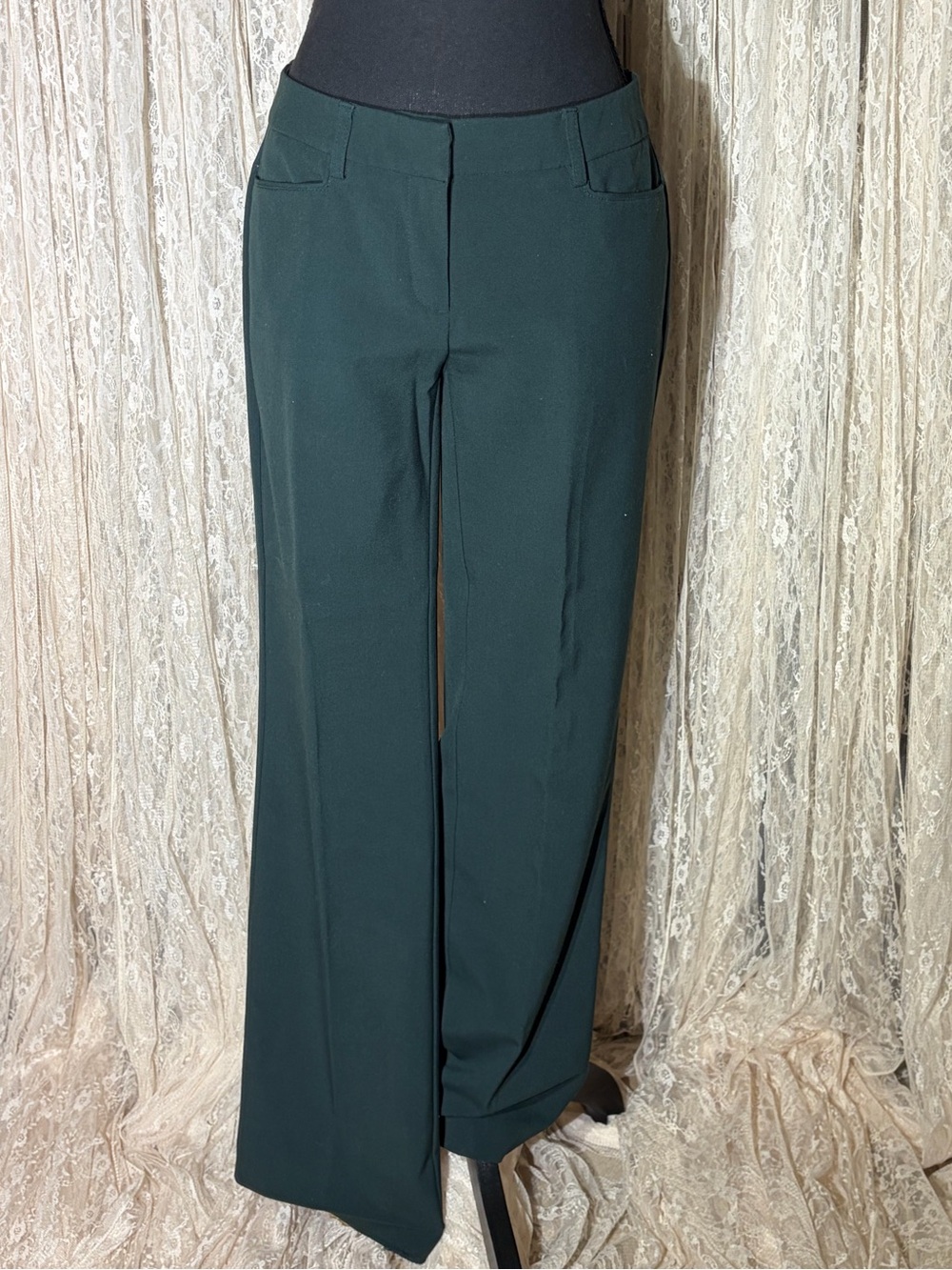 Women’s Dark Green Wide-Leg Dress Pants
